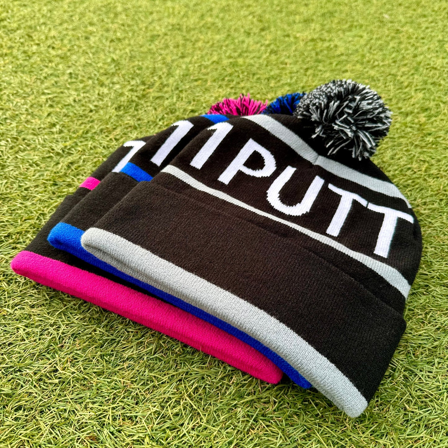 Black and silver trim Bobble Hat for Winter Golf