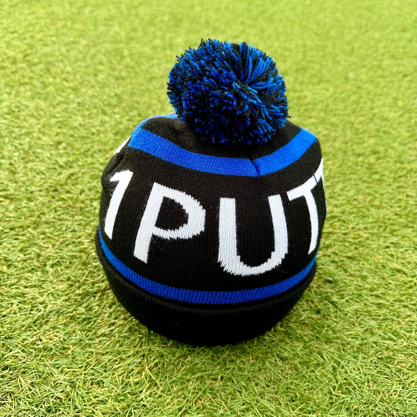 Black with blue trim bobble